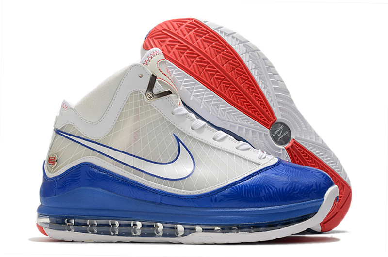 2021 New Nike Lebron 7 White Blue Red Shoes